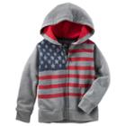 Boys 4-12 Oshkosh B'gosh&reg; American Flag Zip Hoodie, Boy's, Size: 10, Light Grey