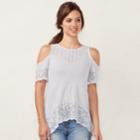 Women's Lc Lauren Conrad Crochet Cold-shoulder Sweater, Size: Small, Lt Purple