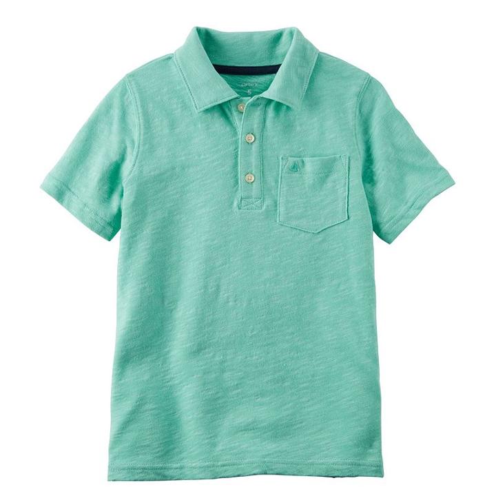 Boys 4-8 Carter's Slubbed Solid Polo, Size: 7, Turquoise/blue (turq/aqua)