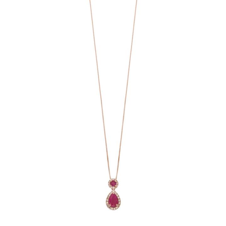 10k Rose Gold 1/6 Carat T.w. Diamond & Ruby Teardrop Pendant Necklace, Women's, Size: 18, Red