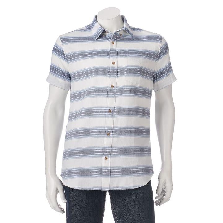 Men's Urban Pipeline Striped Twill Button-down Shirt, Size: Large, White Oth