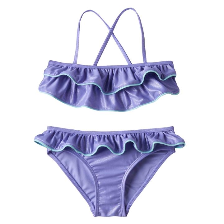 Girls 7-16 So&reg; Ruffle Bikini Swimsuit Set, Size: Xxs (4), Brt Purple