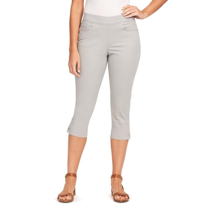 Women's Gloria Vanderbilt Avery Pull-on Capris, Size: 12, Med Grey