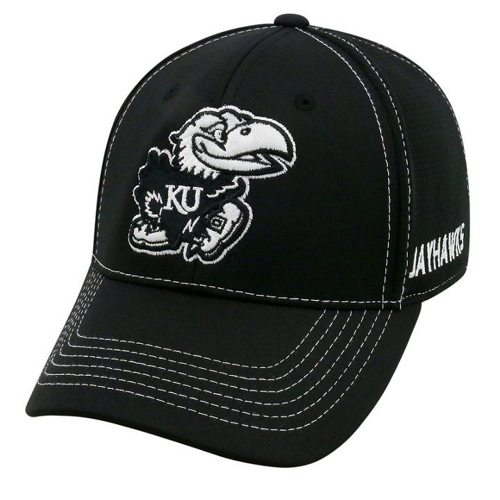 Adult Top Of The World Kansas Jayhawks Dynamic Performance One-fit Cap, Men's, Black