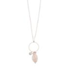 Lc Lauren Conrad Long Cubic Zirconia & Leaf Charm Necklace, Women's, White
