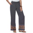 Juniors' About A Girl Smocked Print Palazzo Pants, Size: Xs, Blue (navy)