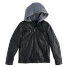 Boys 8-20 Urban Republic Faux-leather Hooded Jacket, Size: 10-12, Black