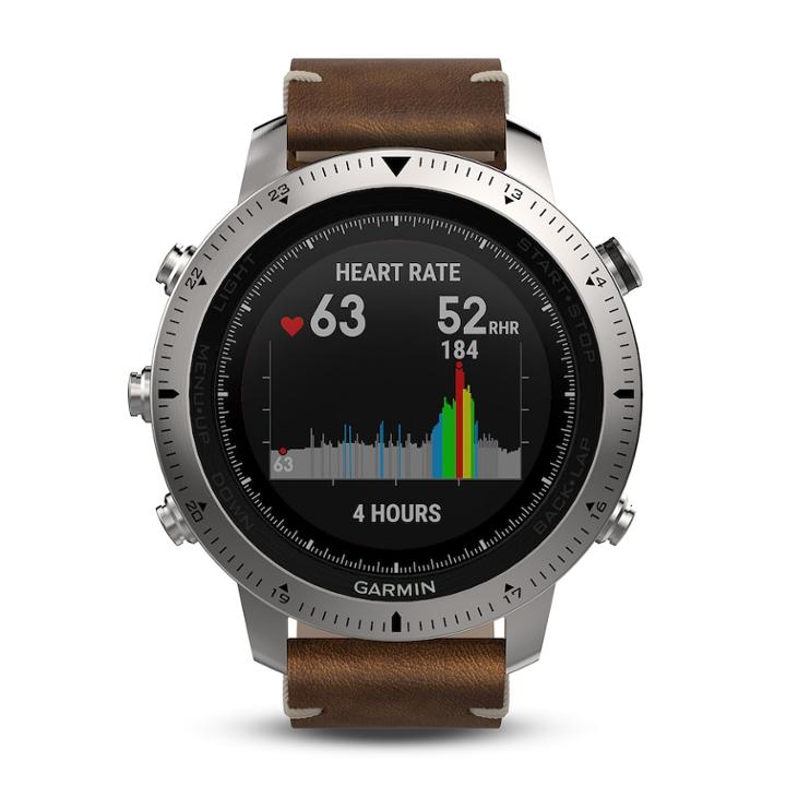 Garmin Fenix Chronos Gps Watch With Leather Watch Band, Brown