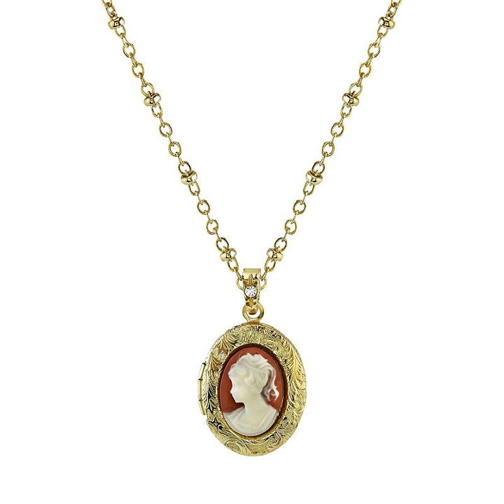 Downton Abbey Cameo Locket Necklace, Women's, Size: 16, Multicolor