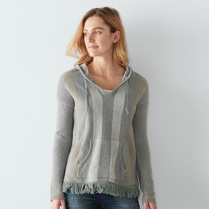 Women's Sonoma Goods For Life™ Striped Boho Sweater, Size: Large, Lt Green