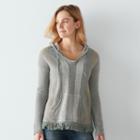 Women's Sonoma Goods For Life&trade; Striped Boho Sweater, Size: Large, Lt Green