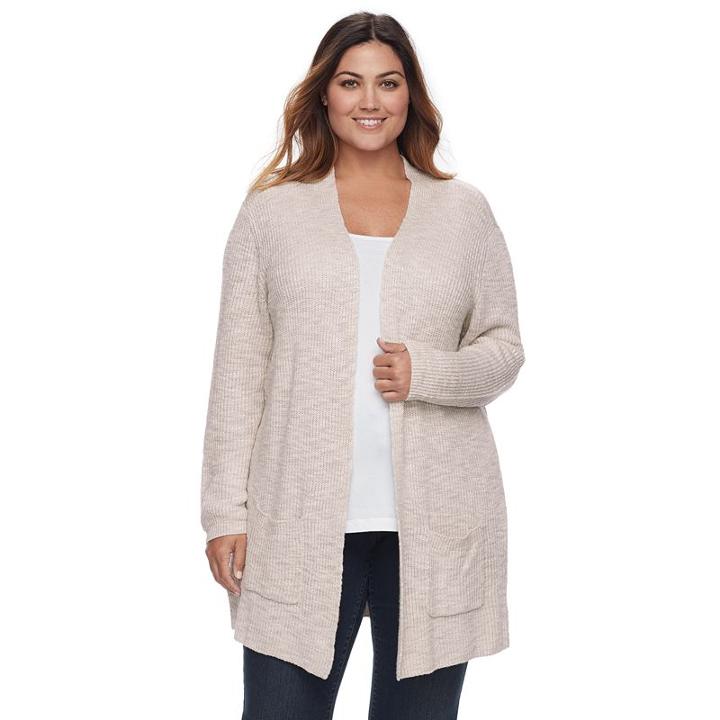 Plus Size Sonoma Goods For Life&trade; Long Cardigan, Women's, Size: 2xl, Lt Beige