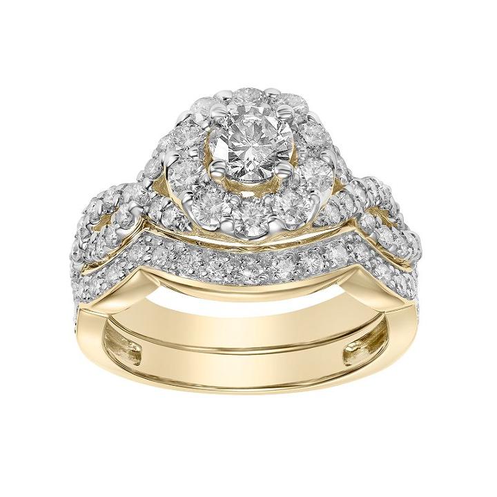 Simply Vera Vera Wang 14k Gold 2 Carat T.w. Diamond Halo Engagement Ring Set, Women's, Size: 7.50, White
