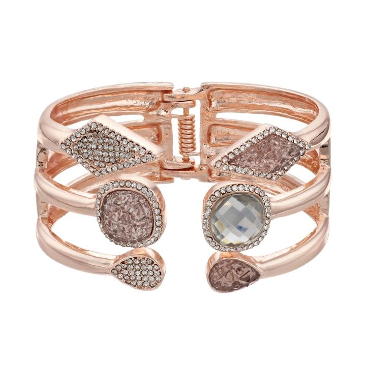Jennifer Lopez Geometric Hinged Cuff Bracelet, Women's, Light Pink