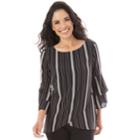 Women's Apt. 9&reg; Tiered Tulip Hem Top, Size: Small, Black White Stripe