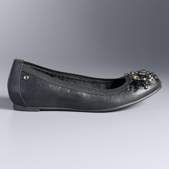 Simply Vera Vera Wang Women's Beaded Ballet Flats, Size: 7, Black
