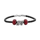 Insignia Collection Nascar Jeff Gordon Leather Bracelet And Sterling Silver 24 Bead Set, Women's, Size: 7.5, Red