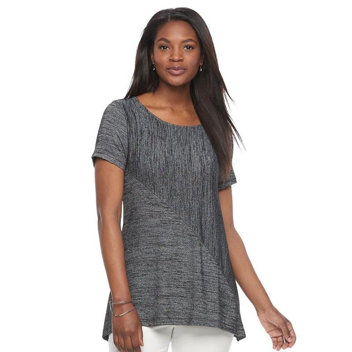 Women's Croft & Barrow&reg; Asymmetrical Handkerchief Tee, Size: Xl, Black