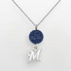 Logoart Milwaukee Brewers Sterling Silver Crystal Logo Pendant, Women's, Size: 18, Blue