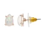 Lc Lauren Conrad Crackle Stone Teardrop Nickel Free Button Earrings, Women's, White