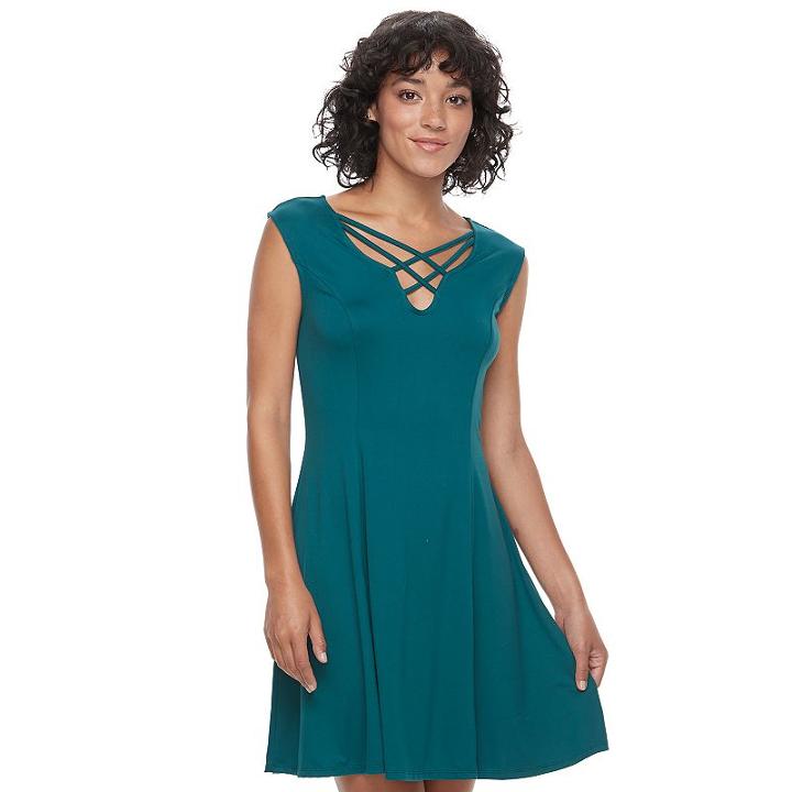 Juniors' Mudd&reg; Cross Front Dress, Teens, Size: Medium, Green