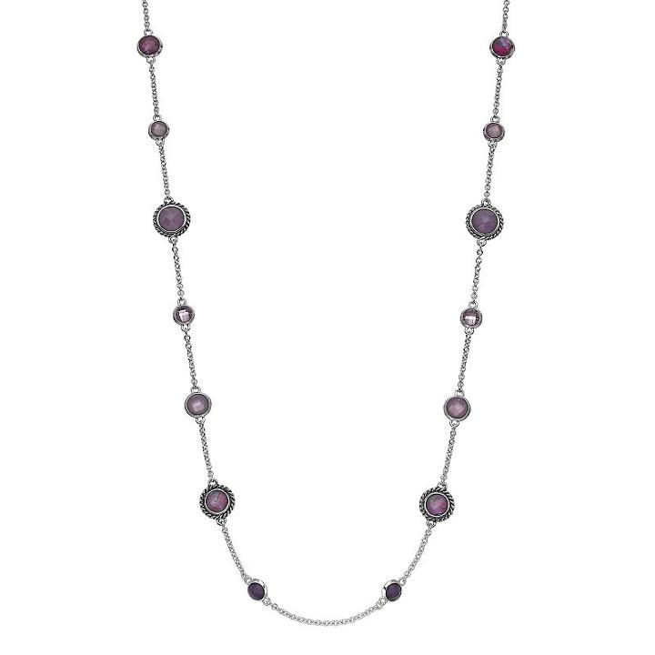 Dana Buchman Long Round Stone Station Necklace, Women's, Purple Oth