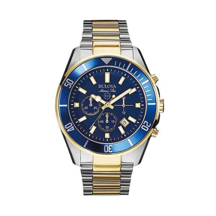 Bulova Men's Marine Star Two Tone Stainless Steel Chronograph Watch - 98b230, Multicolor
