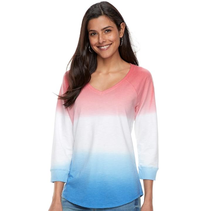 Women's Sonoma Goods For Life&trade; Drop Sleeve V-neck Sweatshirt, Size: Xl, Dark Blue