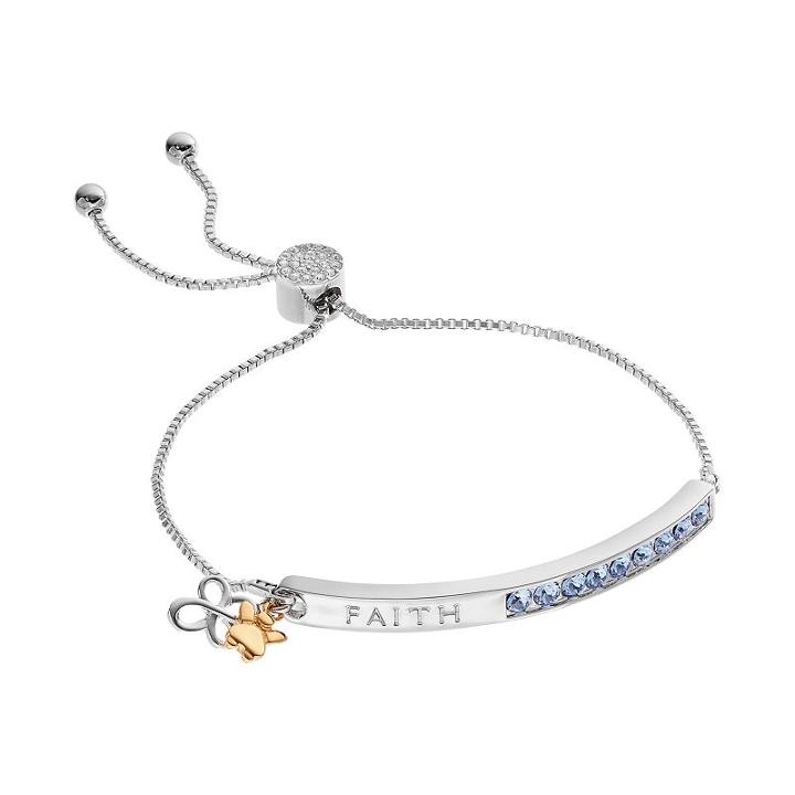 Brilliance Faith Lariat Bracelet With Swarovski Crystals, Women's, Size: 7, Blue