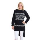 Women's Muk Luks Snowflake Zigzag Sweater Tunic, Size: L-xl, Black