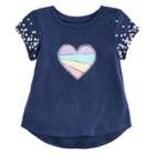 Baby Girl Jumping Beans&reg; Heart & Polka-dots Slubbed Graphic Tee, Size: 12 Months, Blue (navy)
