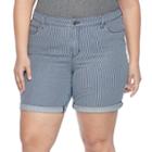 Plus Size Croft & Barrow&reg; Striped Jean Shorts, Women's, Size: 24 W, Dark Blue