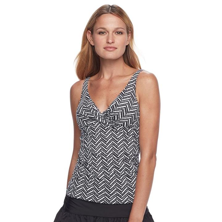 Women's Apt. 9&reg; Striped Twist-front Tankini Top, Size: Small, Oxford