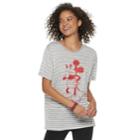 Disney's Mickey Mouse 90th Anniversary Juniors' Mickey Mouse Striped Ringer Tee, Teens, Size: Xl, White