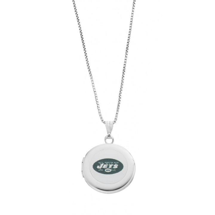 New York Jets Sterling Silver Locket, Women's, Size: 18, Grey