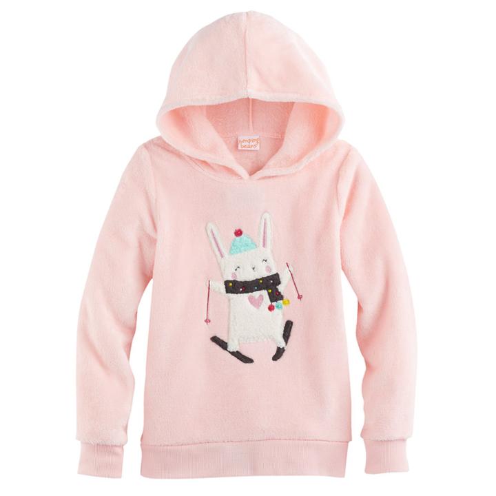 Girls 4-10 Jumping Beans&reg; Hooded Plush Pullover, Size: 10, Brt Pink