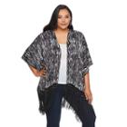 Plus Size Jennifer Lopez Snakeskin Fringe-hem Kimono, Women's, Size: 0x-1x, Black