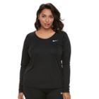 Plus Size Nike Miler Dri-fit Long Sleeve Top, Women's, Size: 3xl, Grey (charcoal)