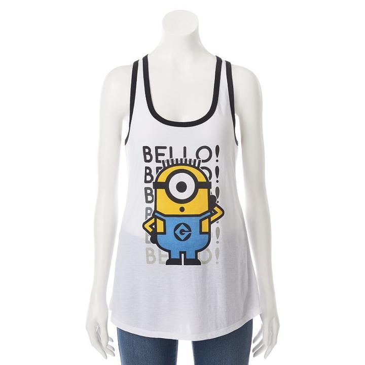 Juniors' Despicable Me Minion Bellow Racerback Graphic Tank, Girl's, Size: Xs, White Oth