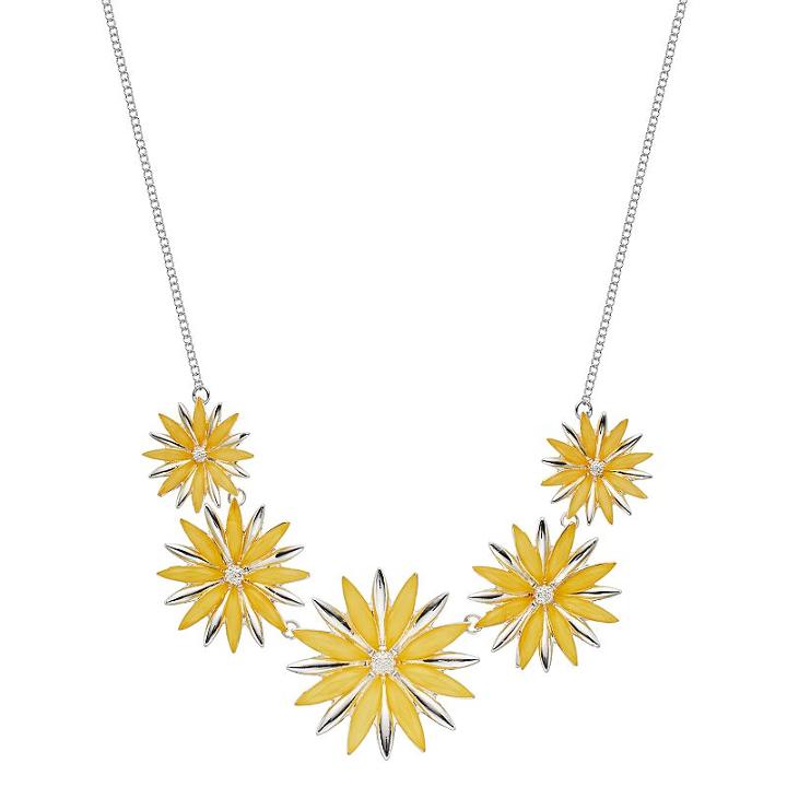 Graduated Yellow Flower Statement Necklace, Women's