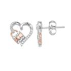 1/10 Carat T.w. Diamond 14k Rose Gold Over Silver Heart Lock Stud Earrings, Women's, White