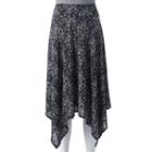 Women's Double Click Print Shark-bite Hem Skirt, Size: Small, Black