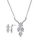 Crystal Allure Teardrop Necklace And Drop Earring Set, Teens, Size: 18, White