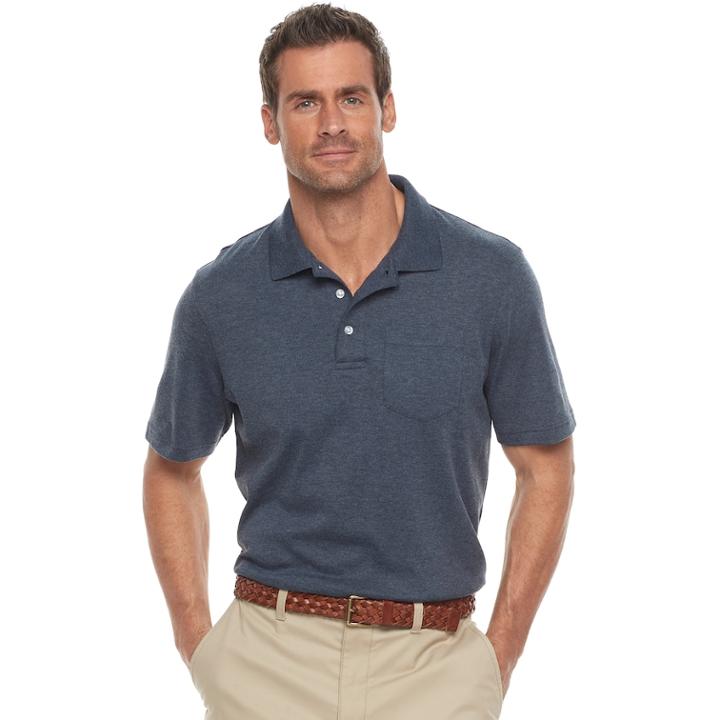 Men's Croft & Barrow&reg; Classic-fit Easy-care Interlock Pocket Polo, Size: Xxl, Blue (navy)