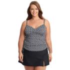Plus Size Upstream Ruched Underwire Tankini Top, Women's, Size: 18 W, Oxford