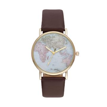 Vivani Women's World Map Watch, Brown