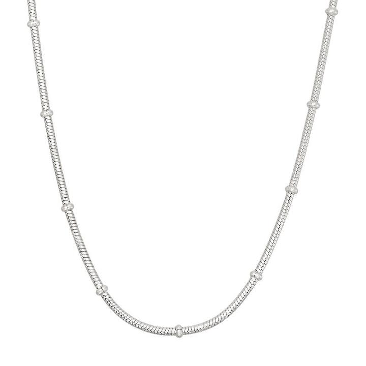 Sterling Silver Snake Chain Station Necklace, Women's, Size: 18, Grey