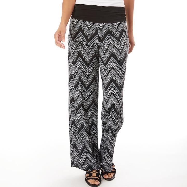 Women's Apt. 9&reg; Print Palazzo Pant, Size: Large, Black White Chevron
