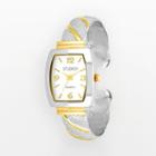 Studio Time Women's Two Tone Striped Cuff Watch, Size: Small, White