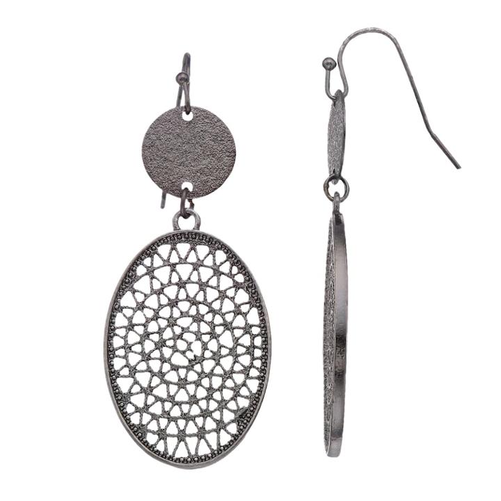 Jet Filigree Nickel Free Oval Drop Earrings, Women's, Oxford